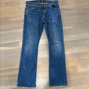 7 For All Mankind Men's Bootcut Jeans in Dark Blue Denim